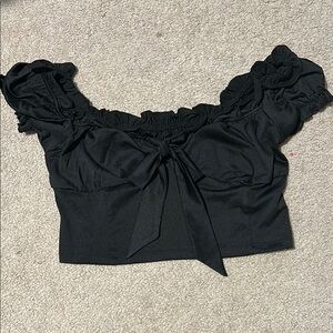 Black Ruffled Crop Top